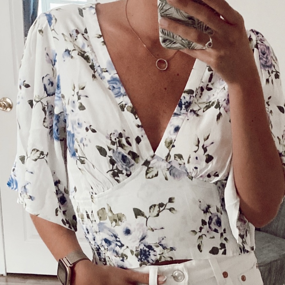 White floral crop top